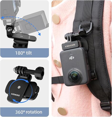 مشبك قبعة لـ DJI Osmo Action 6/Osmo Nano، مشبك حقيبة ظهر مثبت على القبعة سريع التحرير 360 درجة ملحقات قابلة للتعديل لـ DJI Osmo Action 6/Osmo Nano/Osmo Action 5/Osmo Action 4 in Kuwait