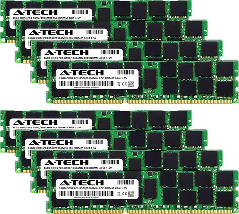 مجموعة A-Tech بسعة 128 جيجابايت (8 × 16 جيجابايت) من ذاكرة الوصول العشوائي لـ HP Integrity rx2800 i2 | ترقية ذاكرة الخادم المسجل DDR3 1066 ميجا هرتز PC3-8500 ECC RDIMM 4Rx4 1.5V in Kuwait