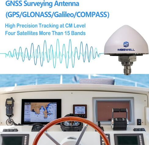 هوائي مسح الملاحة Maswell GNSS، نظام تحديد المواقع العالمي عالي الدقة (L1/L2/L5)، GLONASS (G1/G3)، Galileo (E1/E5a/E5b)، Beidou (B1/B2)، وQZSS (L1/L2/L5) للمركبات البحرية بدون طيار in Kuwait