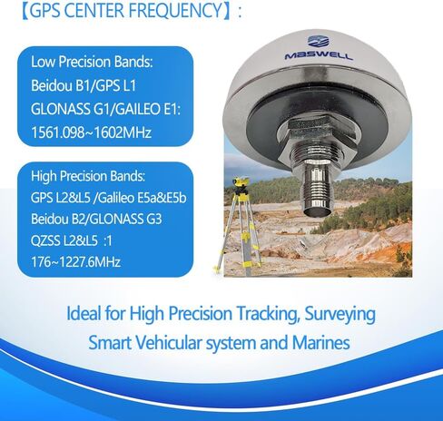 هوائي مسح الملاحة Maswell GNSS، نظام تحديد المواقع العالمي عالي الدقة (L1/L2/L5)، GLONASS (G1/G3)، Galileo (E1/E5a/E5b)، Beidou (B1/B2)، وQZSS (L1/L2/L5) للمركبات البحرية بدون طيار in Kuwait