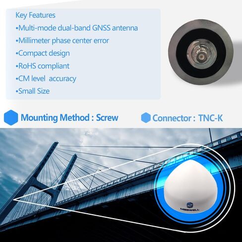 هوائي مسح الملاحة Maswell GNSS، نظام تحديد المواقع العالمي عالي الدقة (L1/L2/L5)، GLONASS (G1/G3)، Galileo (E1/E5a/E5b)، Beidou (B1/B2)، وQZSS (L1/L2/L5) للمركبات البحرية بدون طيار in Kuwait