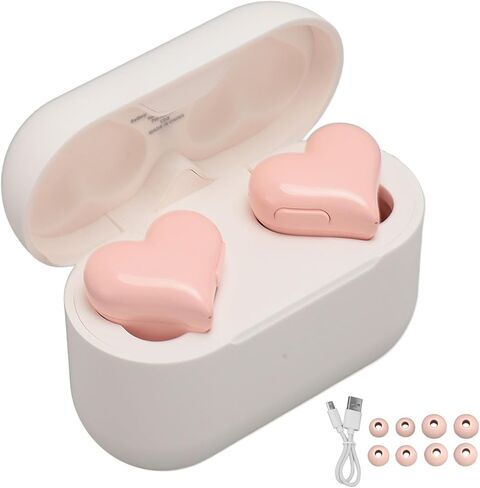 Bewinner Heart Shaped Cordless Earbud, Noise Canceling Headphones, Bluetooth 5.3 HiFi Stereo Earphones with Charging Case for Gym Office School (Rose) in Saudi Arabia