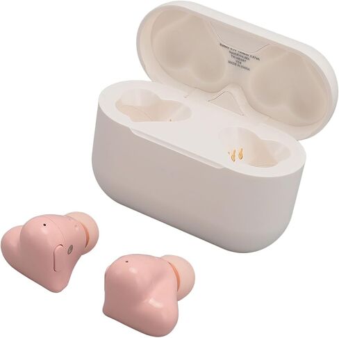 Bewinner Heart Shaped Cordless Earbud, Noise Canceling Headphones, Bluetooth 5.3 HiFi Stereo Earphones with Charging Case for Gym Office School (Rose) in Saudi Arabia