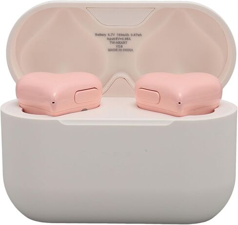 Bewinner Heart Shaped Cordless Earbud, Noise Canceling Headphones, Bluetooth 5.3 HiFi Stereo Earphones with Charging Case for Gym Office School (Rose) in Saudi Arabia