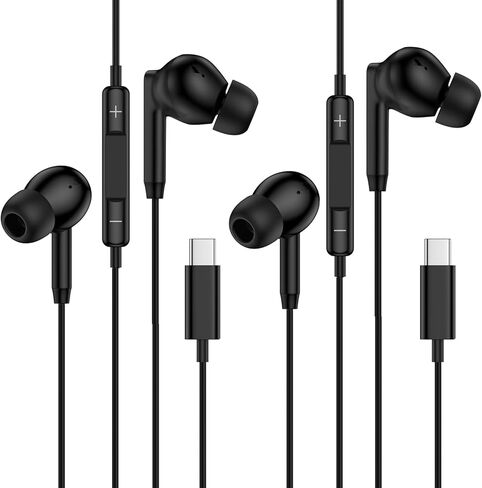 سماعات أذن سلكية USB C لهاتف iPhone 17 Pro Max Air 16e 16 Pro Max 16 Plus 15 Pro 15 سماعات أذن سلكية، قطعتان من سماعات الأذن السلكية من النوع C لهاتف Samsung Galaxy S25 S24 A17 A56 A16، Pixel 10 9 8 in Kuwait