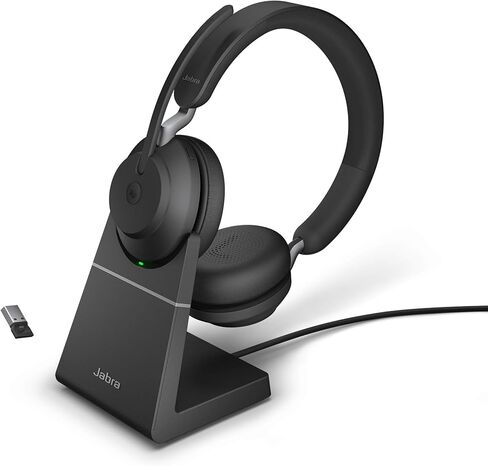 جابرا Evolve2 65 USB-A MS ستيريو مع حامل شحن - سماعة رأس لاسلكية/سماعات موسيقى سوداء (متجددة) in Saudi Arabia