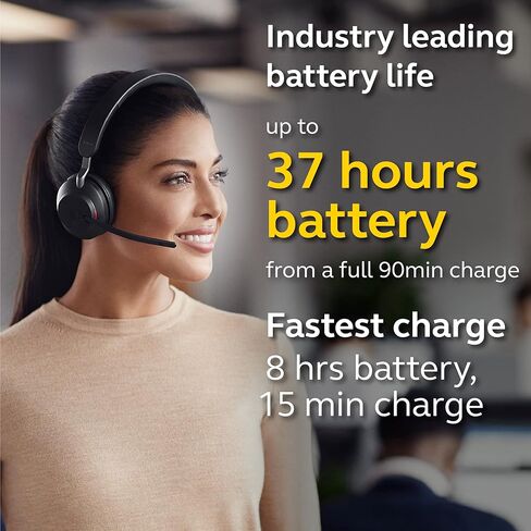 جابرا Evolve2 65 USB-A MS ستيريو مع حامل شحن - سماعة رأس لاسلكية/سماعات موسيقى سوداء (متجددة) in Saudi Arabia