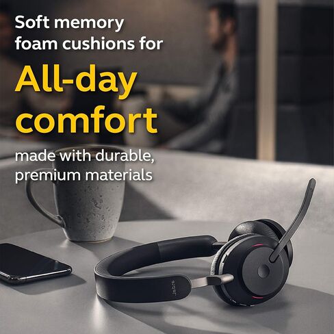 جابرا Evolve2 65 USB-A MS ستيريو مع حامل شحن - سماعة رأس لاسلكية/سماعات موسيقى سوداء (متجددة) in Saudi Arabia