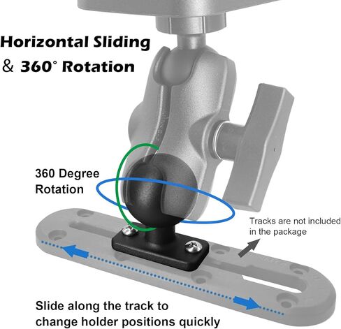 Aluminum 1.5" Track Ball Mount Base with Double T-Bolt for Kayak/Boating, 90 Degree Boat Track for Fishfinders/GPS Mount, Compatible with RAM, Arkon, iBolt 1.5 inches/C Size Double Socket Arm in Saudi Arabia