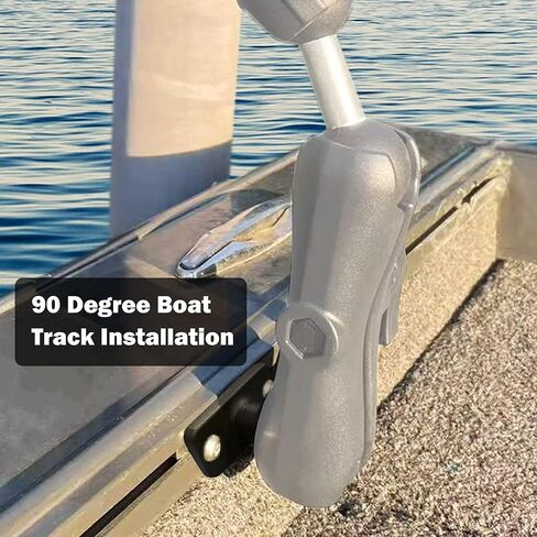 Aluminum 1.5" Track Ball Mount Base with Double T-Bolt for Kayak/Boating, 90 Degree Boat Track for Fishfinders/GPS Mount, Compatible with RAM, Arkon, iBolt 1.5 inches/C Size Double Socket Arm in Saudi Arabia