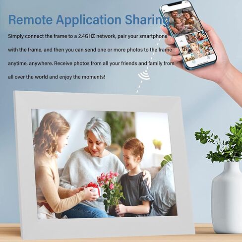 إطار صورة رقمي 10 بوصة، إطار صور رقمي عالي الدقة 1280x800، إطار صور ذكي للصور ومقاطع الفيديو مع ذاكرة 16 جيجابايت، تدوير تلقائي، مشاركة الصور عبر التطبيق (أبيض) in Kuwait