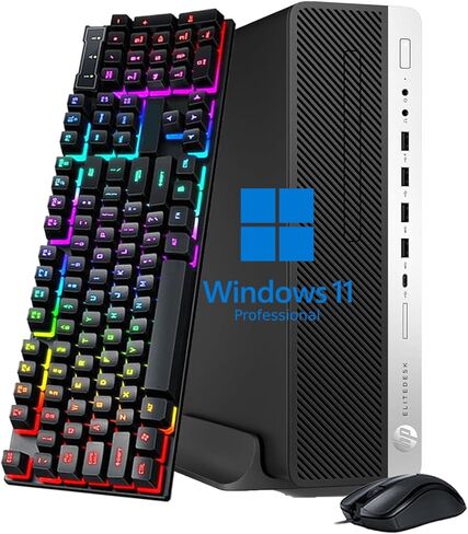 كمبيوتر مكتبي HP EliteDesk 800 G4 SFF Business PC، Intel Hexa-Core i7-8700 3.2 جيجا هرتز، ذاكرة وصول عشوائي DDR4 سعة 16 جيجابايت، 256 SSD، لوحة مفاتيح وماوس، Windows 11 Pro (متجدد) in Saudi Arabia