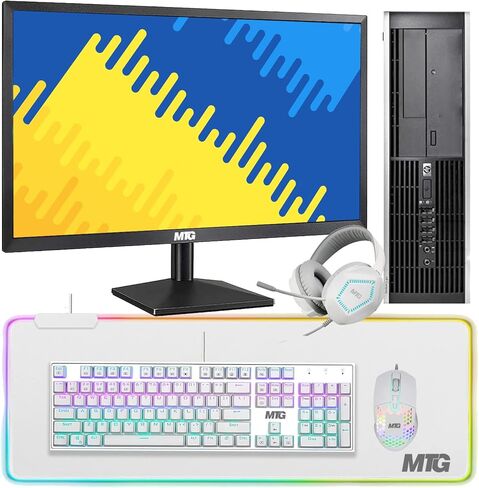 كمبيوتر مكتبي HP Elite، 3.1 جيجا هرتز، Intel Core i5 الجيل الثالث، ذاكرة الوصول العشوائي 16 جيجا، 2 تيرابايت HDD، شاشة LED جديدة MTG 24 بوصة، مجموعة ألعاب MTG، WiFi، Windows 11 (متجدد) in Kuwait
