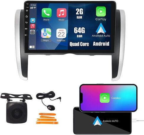 Car CarPlay Android Auto Navigation Stereo GPS Radio Reverse Camera Display 9 "IPS Touchscreen Headunit Tablet Pad Media Player for Toyota Allion 2007-2020، إذا كان ذلك ممكنًا، رباعي النواة 2G+64G in Kuwait