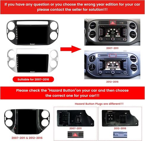 Car CarPlay Android Auto Navigation Stereo GPS Radio Reverse Camera Display 9 "IPS Touchscreen Headunit Tablet Pad Media Player for VW Tiguan 2010-2016، إذا كان ذلك ممكنًا، رباعي النواة 2G+64G أسود in Kuwait