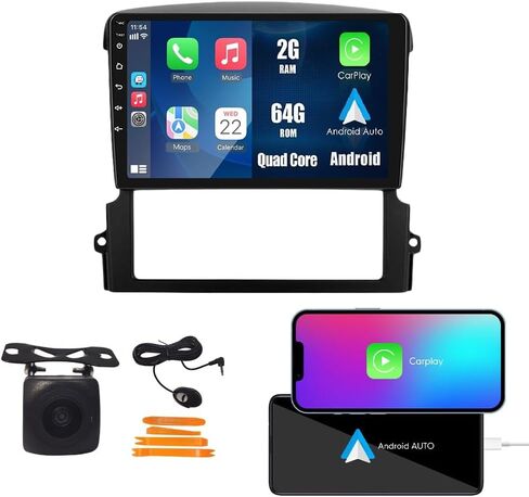Car CarPlay Android Auto Navigation Stereo GPS Radio Reverse Camera Display 9 "IPS Touchscreen Headunit Tablet Pad Media Player for Kia Sorento 2002-2008، إذا كان ذلك ممكنًا، رباعي النواة 2G+64G in Kuwait