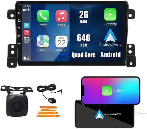Car CarPlay Android Auto Navigation Stereo GPS Radio Reverse Camera Display 9 "IPS Touchscreen Headunit Tablet Pad Media Player لسوزوكي فيتارا 2005-2015، إذا كان ذلك ممكنًا، رباعي النواة 2G+64G in Kuwait
