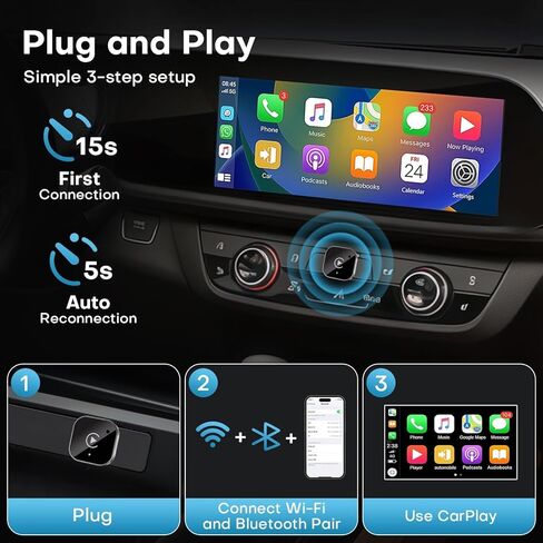 Wireless CarPlay Adapter 2026 Upgrade Wired CarPlay to Wireless, Mini USB Design for Cars with Built-in Wired Apple CarPlay Seamless Use Fast Stable Connection Car Play Dongle for iPhone. in Saudi Arabia