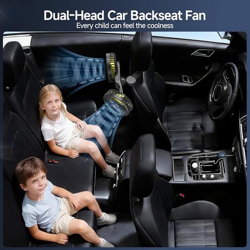 Dual Backseat Fan for Car Backseat, Car Headrest Fan for Backseat for Kids (No Battery) in Saudi Arabia