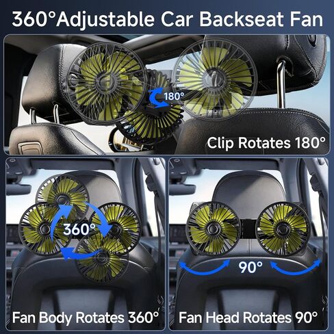 Dual Backseat Fan for Car Backseat, Car Headrest Fan for Backseat for Kids (No Battery) in Saudi Arabia