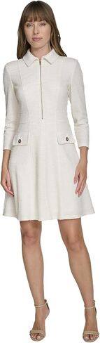 Tommy Hilfiger Womens 3/4 Sleeve Collared Scuba Crepe Fit and Flare Dress in Saudi Arabia