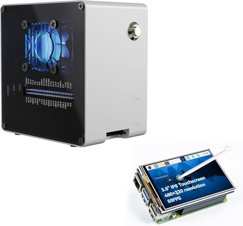 حافظة الكمبيوتر Pironman 5-Mini NVMe M.2 مع شاشة تعمل باللمس Raspberry Pi مقاس 3.5 بوصة in Kuwait