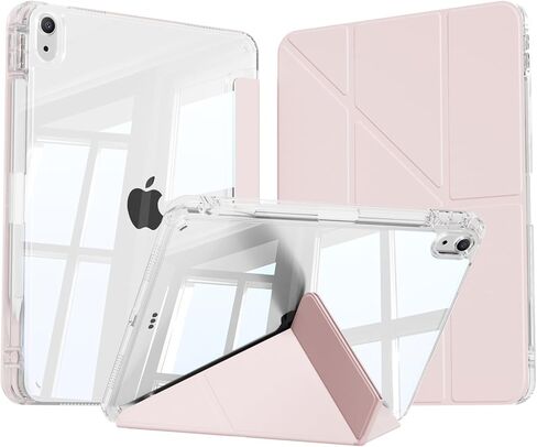 Y-Shaped Case for iPad (A16) 11th/10th Generation 11 Inch/10.9 Inch (2025/2022) with Pencil Holder, Shockproof Lightweight Cover Supports Multi-Angle Stand, Pink in Saudi Arabia