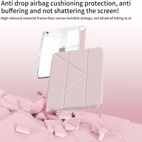 Y-Shaped Case for iPad (A16) 11th/10th Generation 11 Inch/10.9 Inch (2025/2022) with Pencil Holder, Shockproof Lightweight Cover Supports Multi-Angle Stand, Pink in Saudi Arabia