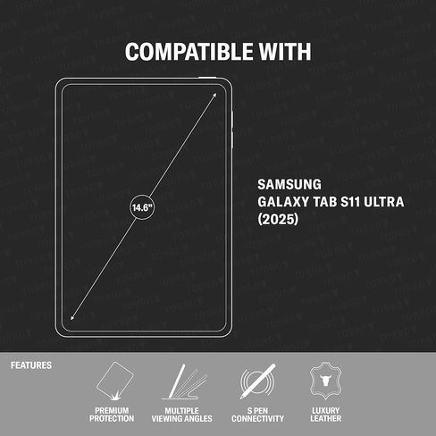 حافظة جلدية TORRO متوافقة مع هاتف Samsung Galaxy Tab S11 Ultra - حافظة جلدية فاخرة لجهاز Galaxy Tab S11 Ultra مقاس 14.6 بوصة 2025 مع وظيفة الحامل (أسود) in Saudi Arabia