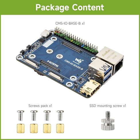 لوحة Waveshare Mini Base (B)، متوافقة مع وحدة Raspberry Pi Compute Module 5، وEEPROM المدمجة وشريحة التشفير in Saudi Arabia