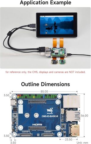 لوحة Waveshare Mini Base (B)، متوافقة مع وحدة Raspberry Pi Compute Module 5، وEEPROM المدمجة وشريحة التشفير in Saudi Arabia