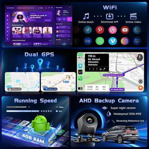 [4+128G] Android 15 Radio for Suzuki Swift 2011 2012 2013 2014 2015 2016 2017, 9" Incell Full Touchscreen Stereo Wireless CarPlay/Android Auto Bluetooth GPS Navi 5G WiFi FM/RDS + AHD Backup Camera in Saudi Arabia