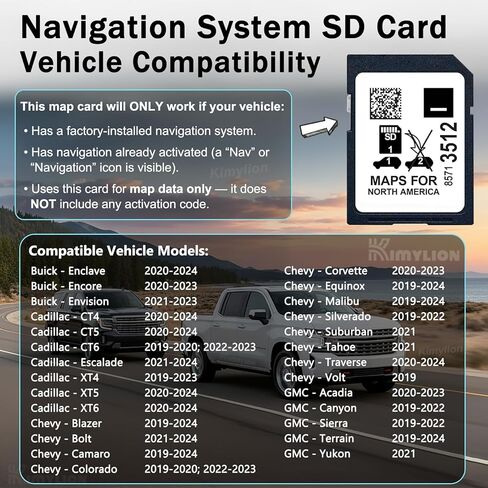 بطاقة SD للملاحة 85713512 لمركبات جنرال موتورز، متوافقة مع تحديد 2019-2024 Chevy/GMC/Cadillac/Buick، الولايات المتحدة الأمريكية كندا المكسيك خريطة GPS in Kuwait
