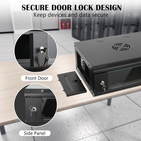4U Wall Mount Server Rack, Network Server Cabinet Enclosure with Lockable Glass Door for for Offices & Data Centers, Max Load 110lbs(4U Server Cabinet) in Kuwait