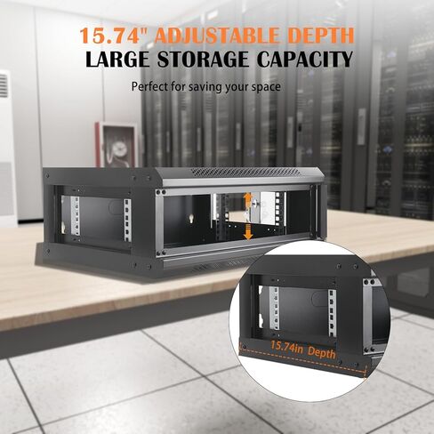 4U Wall Mount Server Rack, Network Server Cabinet Enclosure with Lockable Glass Door for for Offices & Data Centers, Max Load 110lbs(4U Server Cabinet) in Kuwait