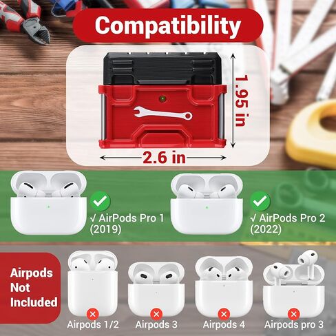 حافظة حماية Enhon متوافقة مع حافظة Airpod Pro 1 & 2، غطاء واقٍ متوافق مع Airpod Pro، قاعدة مغناطيسية بتصميم صندوق الأدوات - يمكن ربطها بمقاعد عمل سلم الأدوات المعدنية in Saudi Arabia