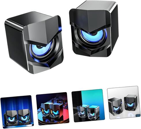MERRYHAPY قطعتان من سماعات الكمبيوتر الصغيرة التي تعمل بمنفذ USB مع صوت جهير سلكي للوسائط المتعددة لسطح المكتب والكمبيوتر المحمول والهاتف والمكتب وتصميم مضغوط مع التحكم في مستوى الصوت متوافق مع نماذج مختلفة in Saudi Arabia