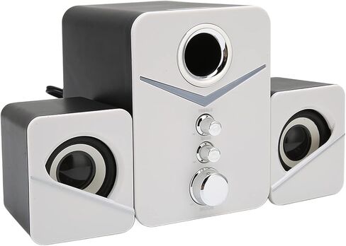 ciciglow PC Speakers, D‑221 Computer Speaker Deep Bass 2.1 Channel Mini Desktop for Desktop, Mobile, Home, Office, Party, Laptop (White) in Saudi Arabia