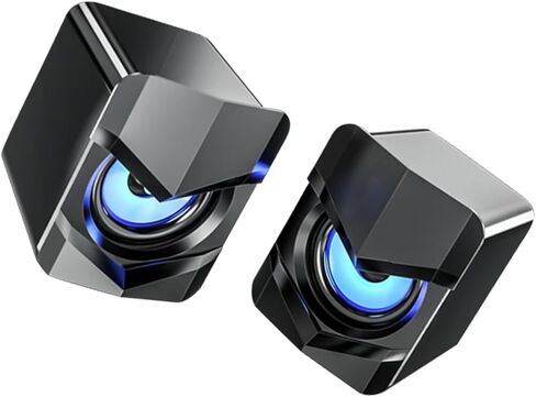 2 قطعة من سماعات الكمبيوتر المدمجة التي تعمل بمنفذ USB مع التحكم السلكي في مستوى الصوت ومكبرات صوت صغيرة لسطح المكتب للمنزل والمكتب والكمبيوتر المحمول، تصميم صوت ستيريو عالي الوضوح مع صوت جهير قوي in Saudi Arabia