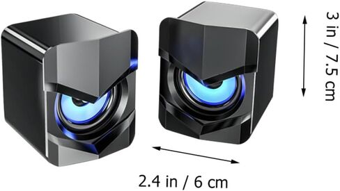 2 قطعة من سماعات الكمبيوتر المدمجة التي تعمل بمنفذ USB مع التحكم السلكي في مستوى الصوت ومكبرات صوت صغيرة لسطح المكتب للمنزل والمكتب والكمبيوتر المحمول، تصميم صوت ستيريو عالي الوضوح مع صوت جهير قوي in Saudi Arabia