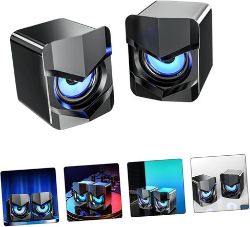 2 قطعة من سماعات الكمبيوتر المدمجة التي تعمل بمنفذ USB مع التحكم السلكي في مستوى الصوت ومكبرات صوت صغيرة لسطح المكتب للمنزل والمكتب والكمبيوتر المحمول، تصميم صوت ستيريو عالي الوضوح مع صوت جهير قوي in Saudi Arabia