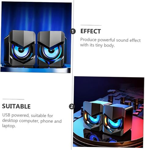 2 قطعة من سماعات الكمبيوتر المدمجة التي تعمل بمنفذ USB مع التحكم السلكي في مستوى الصوت ومكبرات صوت صغيرة لسطح المكتب للمنزل والمكتب والكمبيوتر المحمول، تصميم صوت ستيريو عالي الوضوح مع صوت جهير قوي in Saudi Arabia