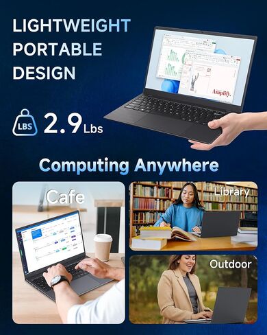 14 Inch Laptop 16GB RAM 512GB SSD, Laptop Computers with Pentium 6500Y CPU Up to 3.4GHz, FHD Screen, USB 3.2, Type-C, TF Card Slot, Portable Computer for Business and Student in Kuwait