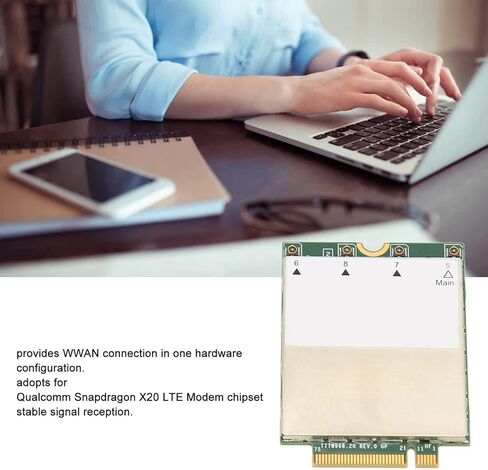 4G Network Card, M.2 4G WWAN Card with eSIM Support for Laptop, Stable Signal Reception, X20 LTE Modem, Compatible with Europe and America Networks in Saudi Arabia