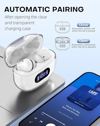 Wireless Earbuds, Bluetooth Earbud & in-Ear Headphones Deep Bass Clear Call, IPX7 Waterproof Ear Buds Wireless Earphones, 30Hrs Playtime Compatible with Samsung TV Phone Android White in Saudi Arabia