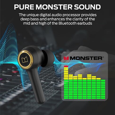 Monster Clarity 102 Plus Wireless Earbuds, Bluetooth Headphones with HiFi Stereo, 4 ENC Mic for Crystal Clear Call, 30H Playtime, Type-C Charging, IPX6 Waterproof in-Ear Ear Buds for Sports (Gold) in Kuwait