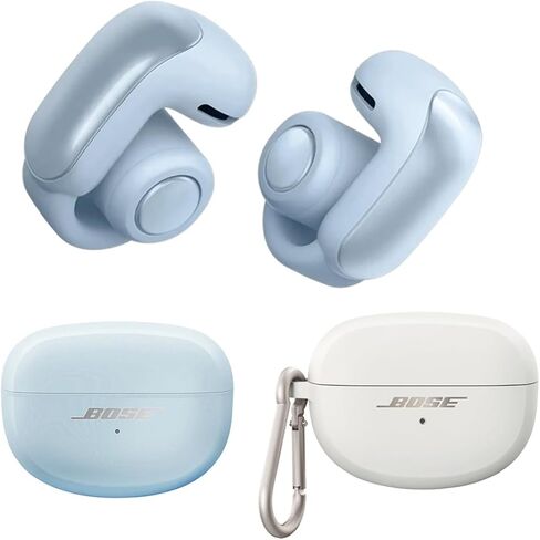 سماعات أذن Bose Ultra Open مع صوت غامر، مشبك لاسلكي مفتوح للأذن على سماعات الأذن لتوفير الراحة، OpenAudio للتوعية، حزمة غطاء حافظة من السيليكون لسماعات الأذن فائقة الفتح (حجر القمر الأزرق) in Saudi Arabia