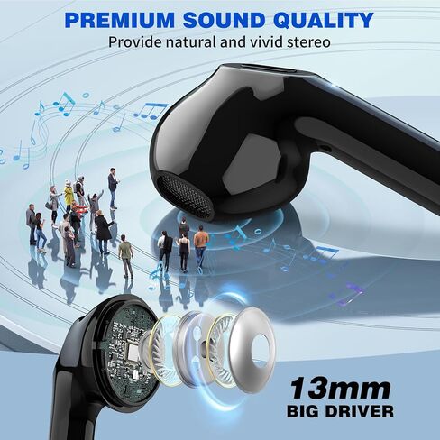 Wireless Earbuds for Samsung S25 Ultra S24 S23 Fe S22 Plus, 5.3 Bluetooth Headphone Cordless Ear Bud with Mic Stereo Earphone for iPhone 17 Air 16 15 Pro Max 14 Plus 13/Galaxy S21 Fold Flip/Pixel 10 9 in Saudi Arabia