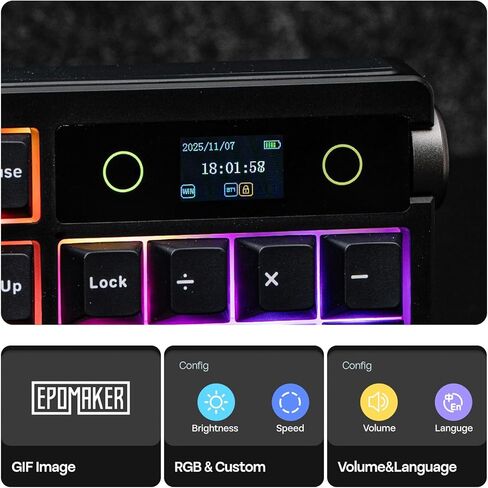 EPOMAKER TH108 PRO لوحة مفاتيح ميكانيكية كاملة الحجم مع شاشة ومقبض + ماوس ألعاب لاسلكي من Click Lite in Kuwait