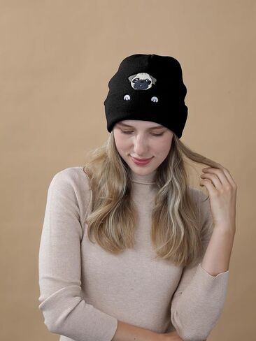 Pug Beanie Hat Gifts for Women Men Pug Lovers Dog Mom Dad Gifts Cute Pug Animals Stuff Pug Christmas Birthday Stuff in Saudi Arabia
